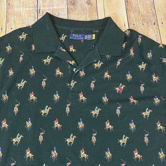 Polo Ralph Lauren Polo Shirt All Over Pony Logos 2XB Big & Tall Hunter Green - Picture 1 of 8